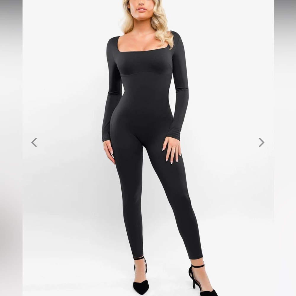 Shapewear Square Neck Long Sleeve Butt Lift built in shapewear  Jumpsuit